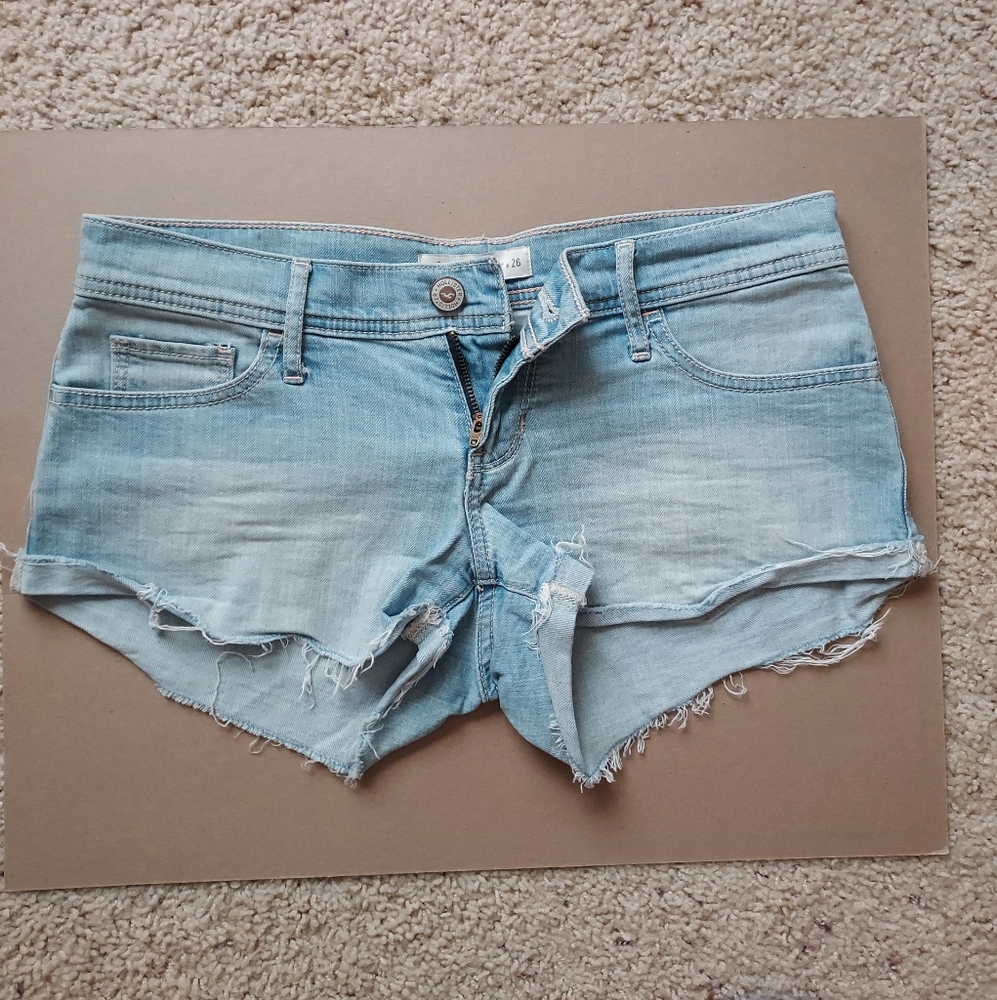 Hollister Light Wash Denim  Shorty Shorts.